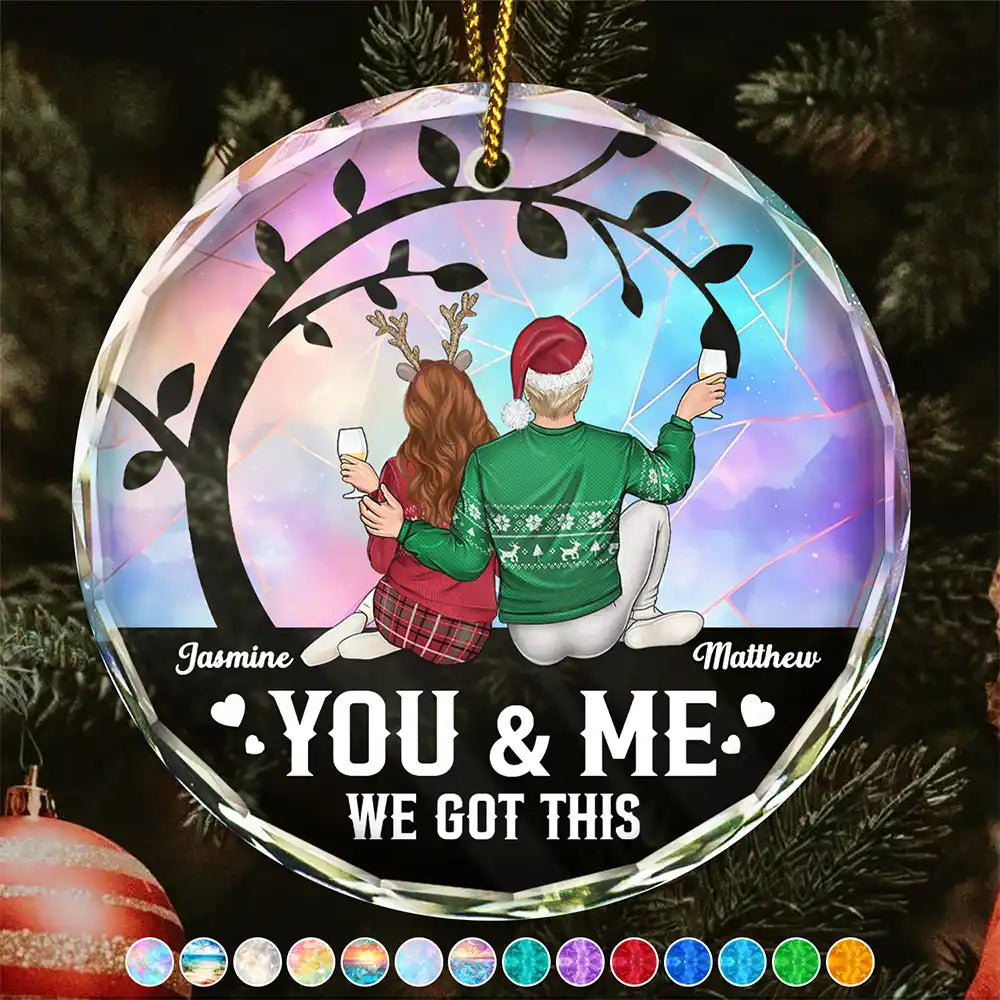 Christmas Stained Glass You And Me We Got This - Personalized Glass Ornament