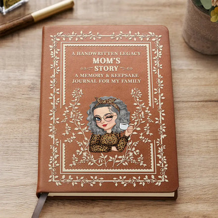 Vintage Mom's Story Memory & Keepsake - Personalized Leather Journal