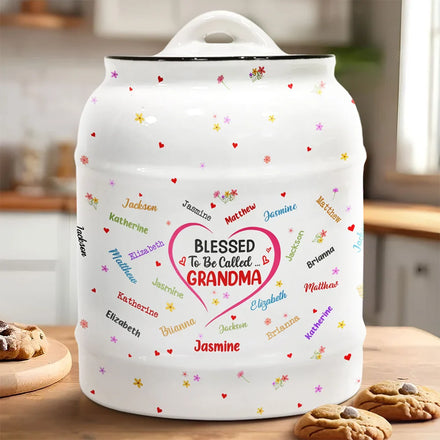 Blessed To Be Called Grandma Nana - Personalized Cookie Jar