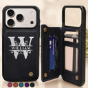 Gift For Yourself,Gift For Women,Gift For Men - Monogram Initial - Personalized Leather Flip Wallet Phone Case
