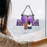 Gift For Mother,Mom - Daughters (Adult),Happy - Mom & Daughter Flower - Personalized Window Hanging Suncatcher Ornament