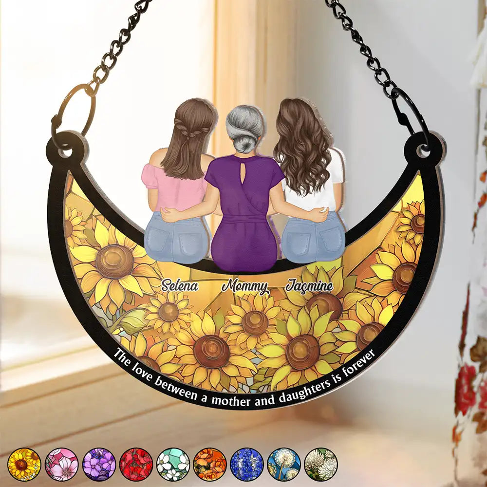 Gift For Mother, Mom - Daughters (Adult) - Love Between Mother & Daughter Is Forever - Personalized Window Hanging Suncatcher Ornament