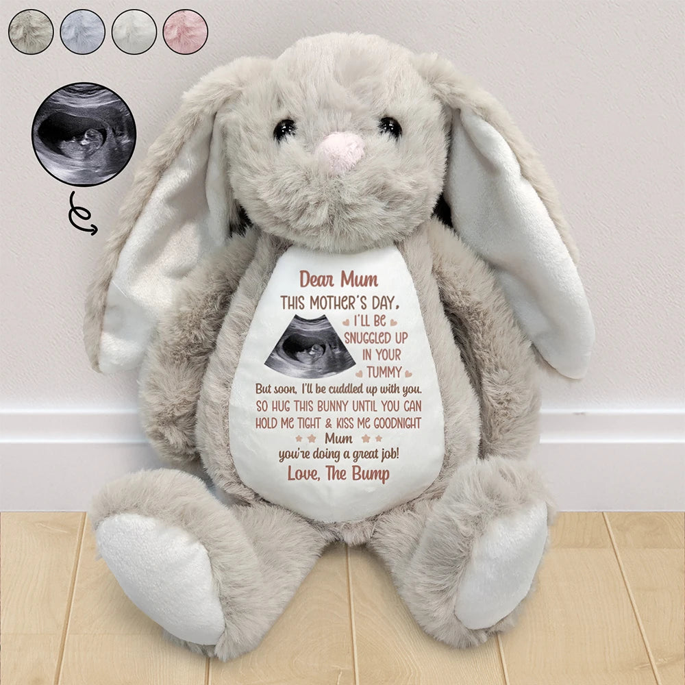 Custom Photo This Mother's Day I'll Be Snuggled Up In Your Tummy - Personalized Soft Toy Bunny