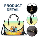 Gift For Women, Gift For Mother, Gift For Grandma, Single Mom, Mom - Daughters (Adult), Mom - Daughters (Young), Mom - Sons, Mom - Children, Grandma - Grandkids, Love - Grandma And Grandkids On The Moon - Personalized Leather Bag