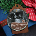 Custom Photo Arriving Baby First Christmas Ultrasound - Personalized Circle Glass Ornament