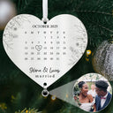 Anniversary,Wedding Anniversary,Love,Gift For Couples,Engaged,Christmas - Custom Photo Calendar First Christmas Married Engaged Newlywed - Personalized Custom Shaped Photo Projection Ornament
