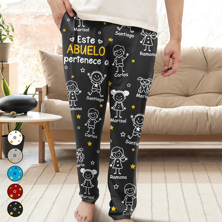 Este Abuelo Esta Abuela Este Papá Esta Mamá Pertenece A - Pantalón De Pijama Personalizado