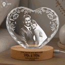 Gift For Couples,Old Couples,Gift For Husband,Gift For Wife,LGBT,Love,Married ,Engaged,Wedding,Wedding Anniversary - Custom Photo The Date We Became Mr & Mrs Wedding Couple - Personalized Crystal Heart Shaped Lamp