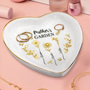 Gift For Women,Gift For Mother,Gift For Grandma,Love - 3D Metal Effect Birth Month Flowers Grandmas Moms Garden - Personalized Heart Ring Dish