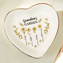 Gift For Women,Gift For Mother,Gift For Grandma,Love - 3D Metal Effect Birth Month Flowers Grandmas Moms Garden - Personalized Heart Ring Dish