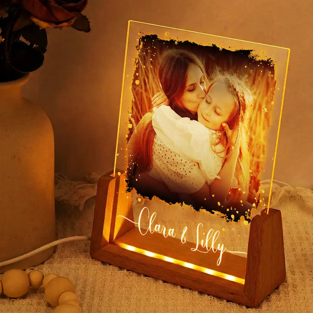 Mom,Daughters (Adult),Gift For Mother,Gift For Daughter,Love,Custom Photo - Custom Photo Mother And Daughters Forever Linked Together - Personalized Night Light