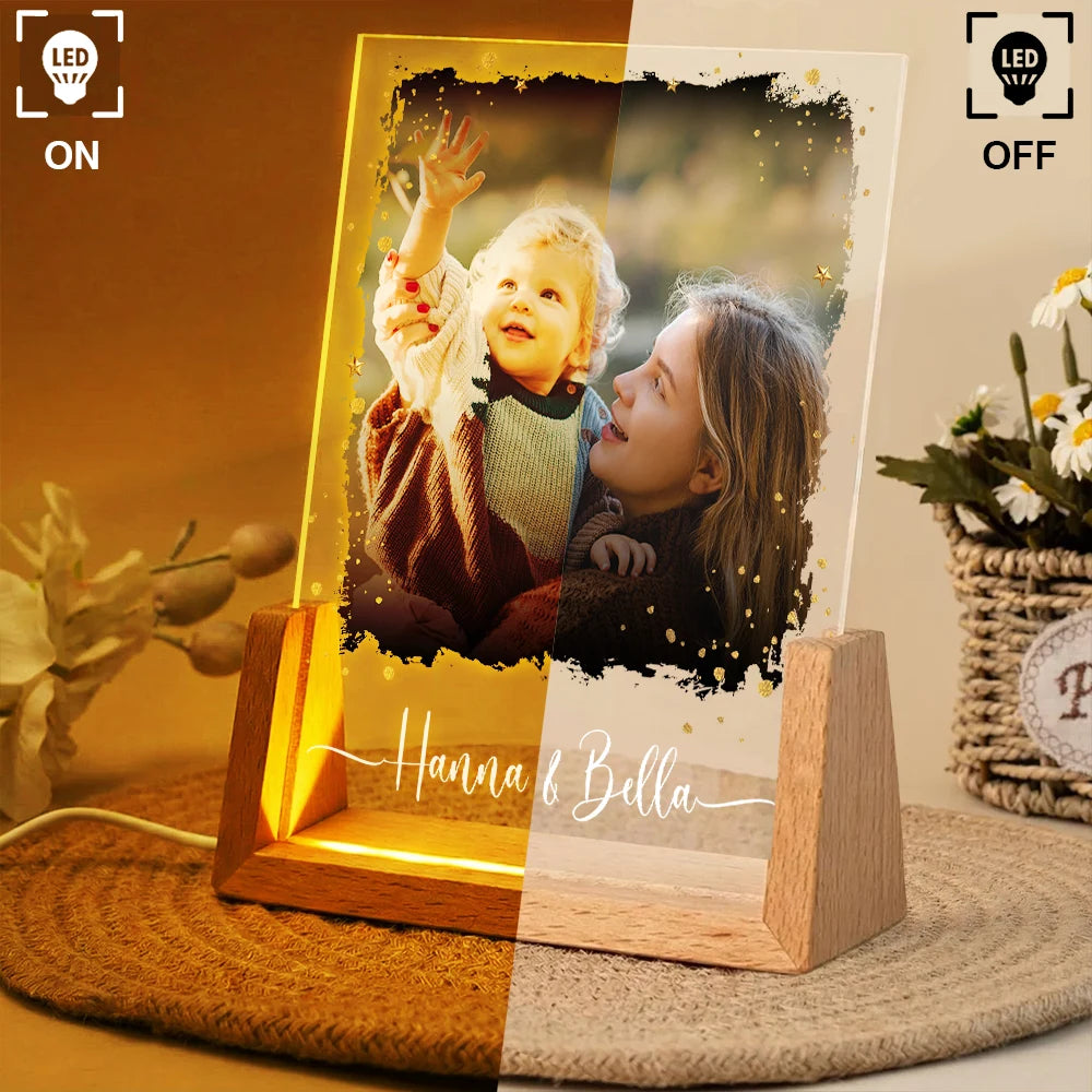 Mom,Daughters (Adult),Gift For Mother,Gift For Daughter,Love,Custom Photo - Custom Photo Mother And Daughters Forever Linked Together - Personalized Night Light