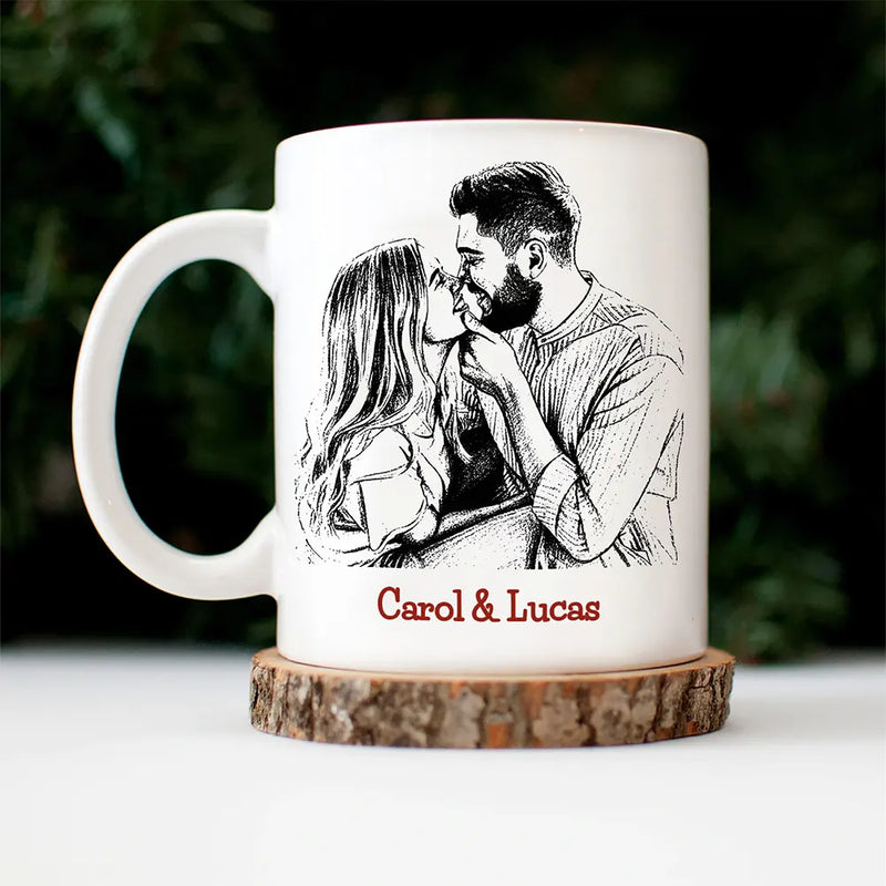 Gift For Couples,Gift For Husband,Gift For Wife,Gift For Girlfriend,Gift For Boyfriend,Love - Custom Photo Pencil Sketch In Case I Don't Say It Enough Couples - Personalized Mug