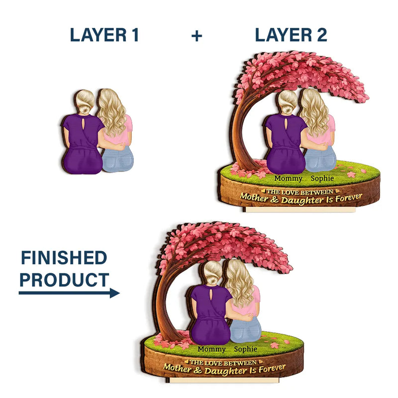 The Love Between Mother & Daughter - Personalized Custom Shaped 2-Layered Wooden Plaque