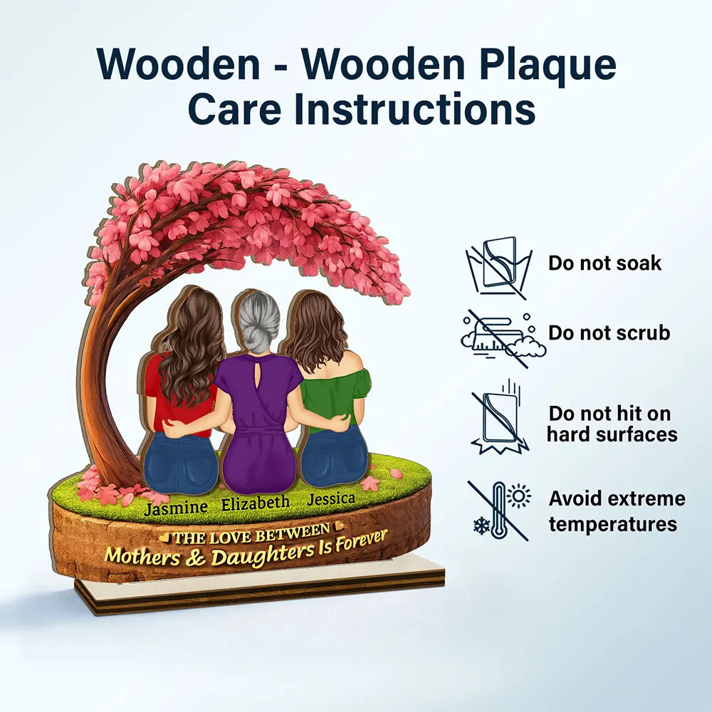 Gift For Mother,Mom,Daughters (Adult),Happy - The Love Between Mother & Daughter - Personalized Custom Shaped 2-Layered Wooden Plaque