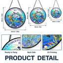 Gift For Grandma,Grandma - Grandkids,Gift For Mother,Beach,Happy - In The World Full Of Grandmas Be A Nana Turtle - Personalized Stained Glass Window Hanging Suncatcher