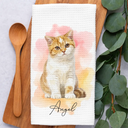 Happy,Dog Lovers,Pet Lovers,Cat Lovers,Non-Eng,Photo - Watercolor (remove BG) - Custom Photo Realistic Watercolor Art Portrait Cat Dog Pet - Personalized Kitchen Towel