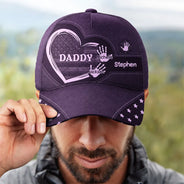 Independence Day,Gift For Father,Gift For Grandpa,Grandpa - Grandkids,Happy,Icon,Proud - Stars & Stripes Grandpa Dad Kids Handprints - Personalized Classic Cap