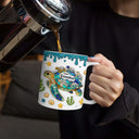 Gift For Grandma,Grandma - Grandkids,Gift For Mother,Beach,Happy,Non-Eng,Icon,Grateful - First Mom Now Grandma Turtle - Personalized White Edge-to-Edge Mug