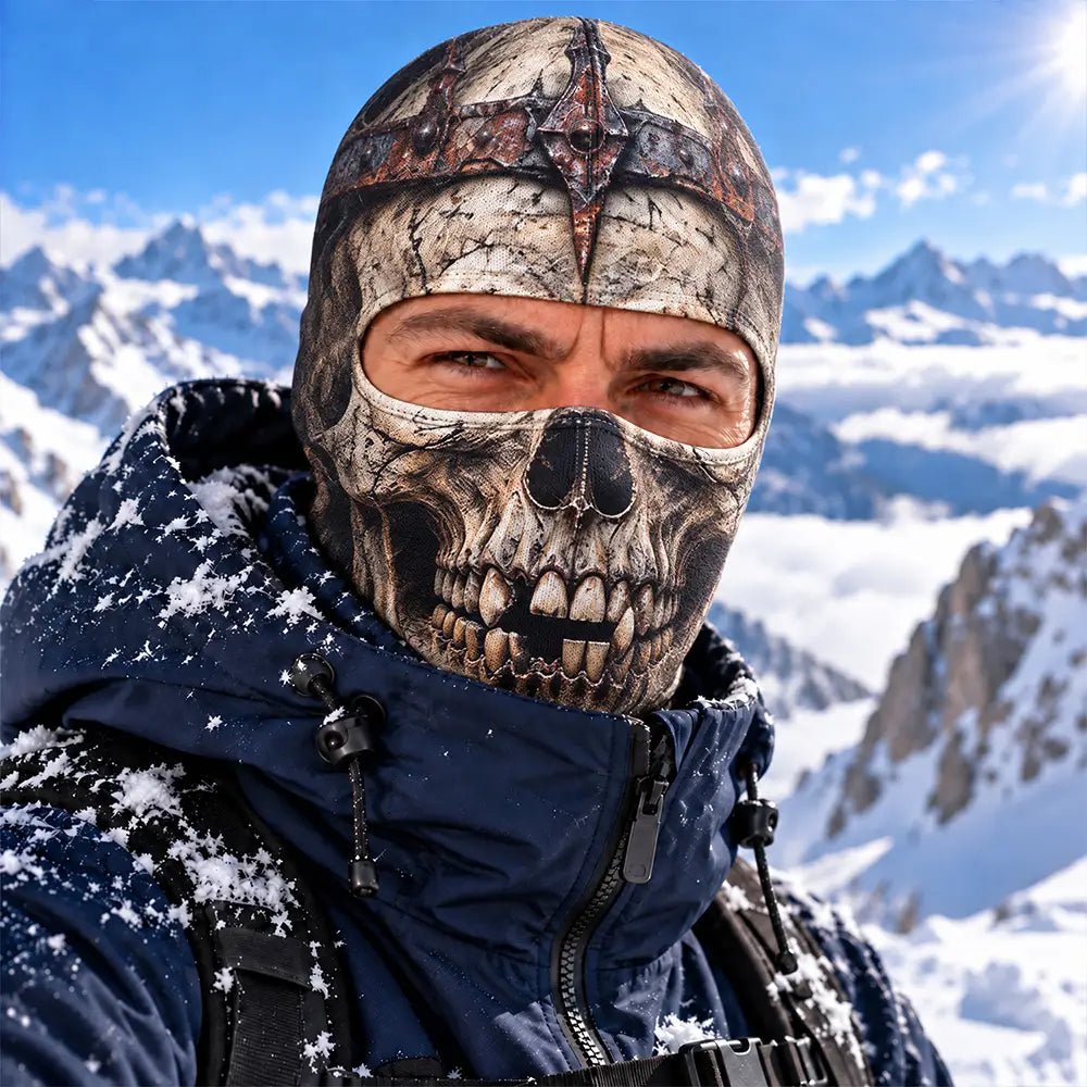 Winter Cool Gift For Friends, Skier, Biker - Personalized Spooky Vibes Scarry Face Balaclava Face Mask