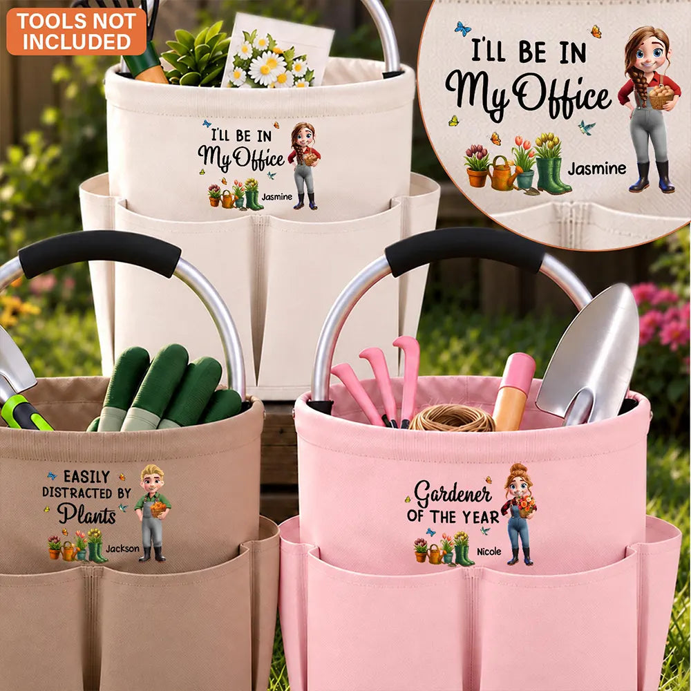 Gardening,Gift For Women,Gift For Yourself,Gifts For Her,Happy,Vector - Retirement Birthday Gift For Gardening Lovers - Personalized Cartoon Gardener Tool Bag