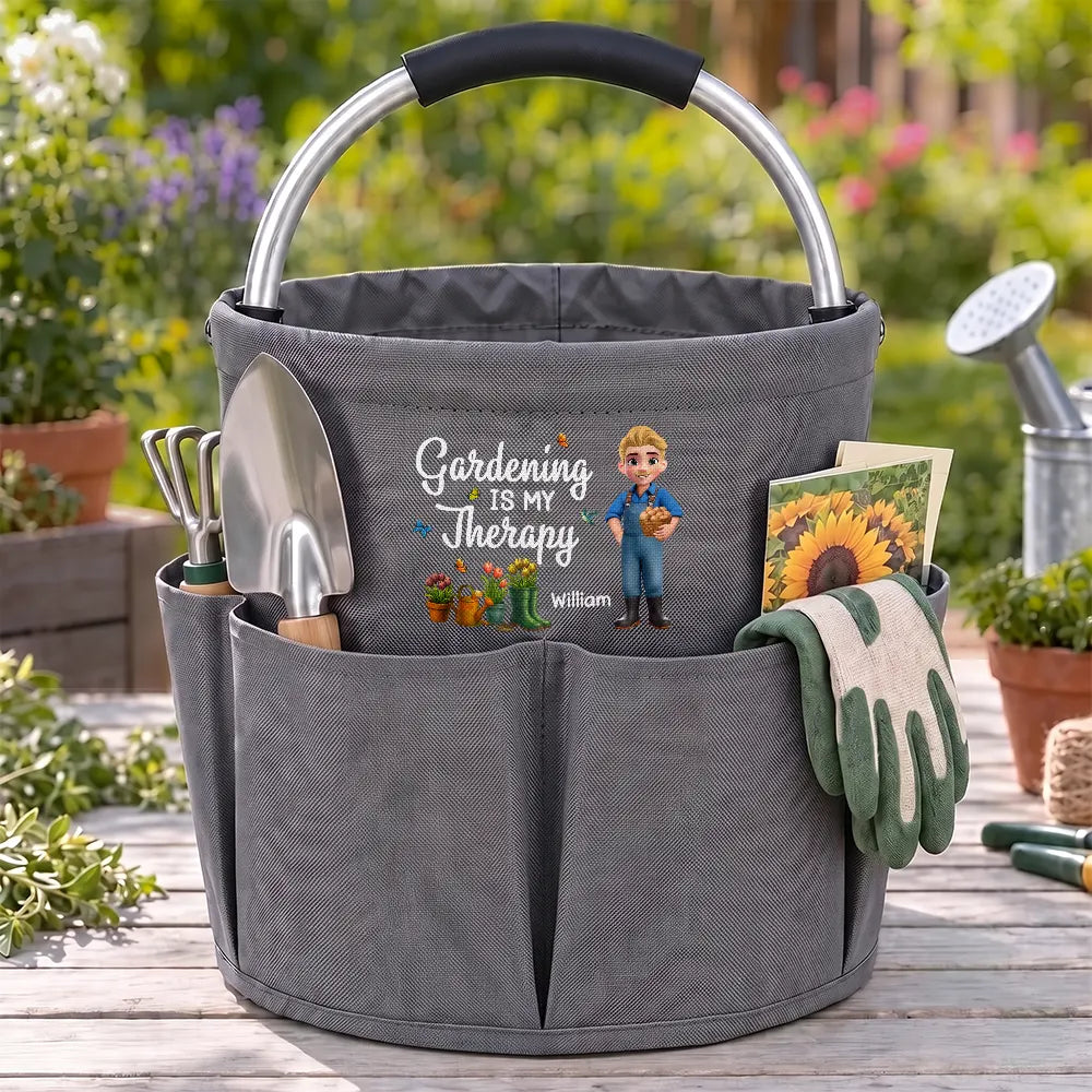 Gardening,Gift For Women,Gift For Yourself,Gifts For Her,Happy,Vector - Retirement Birthday Gift For Gardening Lovers - Personalized Cartoon Gardener Tool Bag