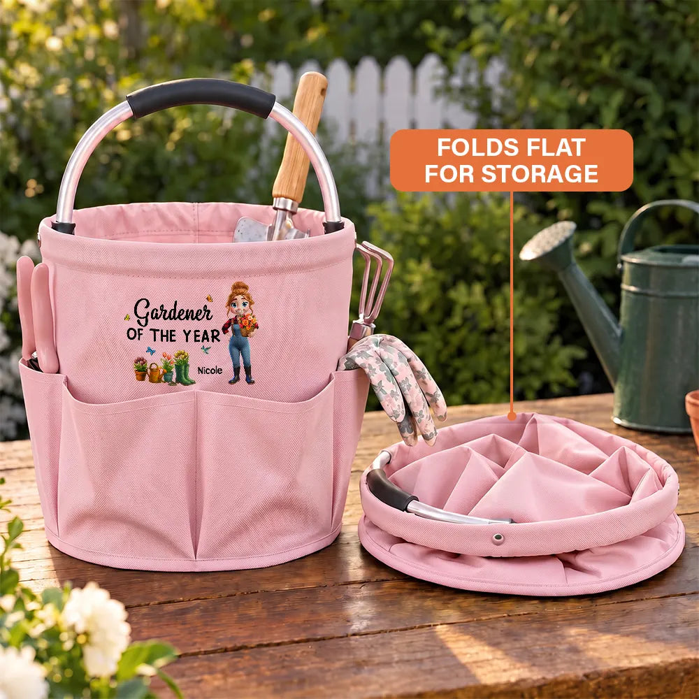 Gardening,Gift For Women,Gift For Yourself,Gifts For Her,Happy,Vector - Retirement Birthday Gift For Gardening Lovers - Personalized Cartoon Gardener Tool Bag