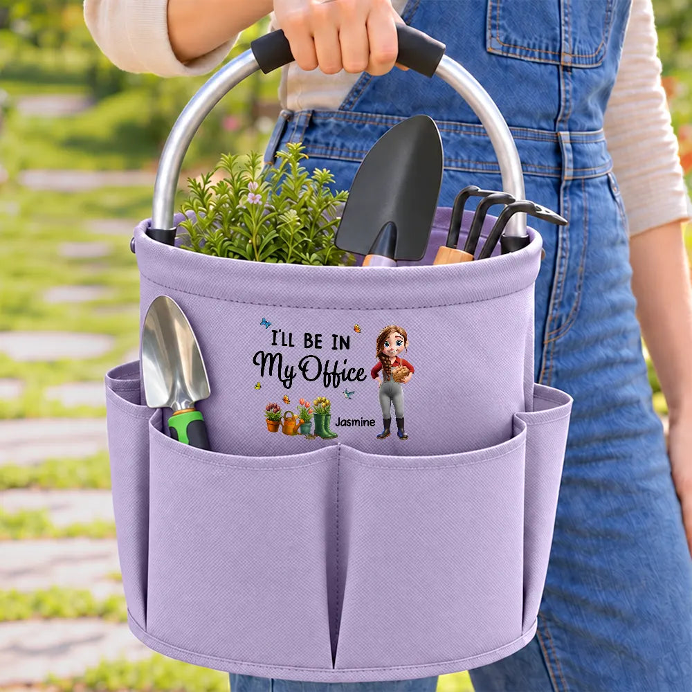 Gardening,Gift For Women,Gift For Yourself,Gifts For Her,Happy,Vector - Retirement Birthday Gift For Gardening Lovers - Personalized Cartoon Gardener Tool Bag