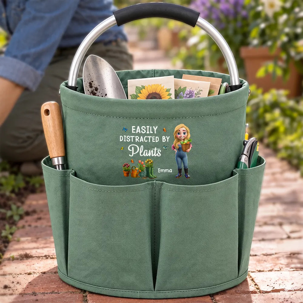 Gardening,Gift For Women,Gift For Yourself,Gifts For Her,Happy,Vector - Retirement Birthday Gift For Gardening Lovers - Personalized Cartoon Gardener Tool Bag