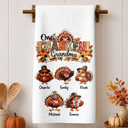 Cozy,Gift For Grandma,Gifts For Her,Icon,ThanksgivingThanksgiving Gift For Grandma - Personalized One Thankful Grandma Kitchen Towel-