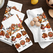 Cozy,Gift For Grandma,Gifts For Her,Icon,ThanksgivingThanksgiving Gift For Grandma - Personalized One Thankful Grandma Kitchen Towel-