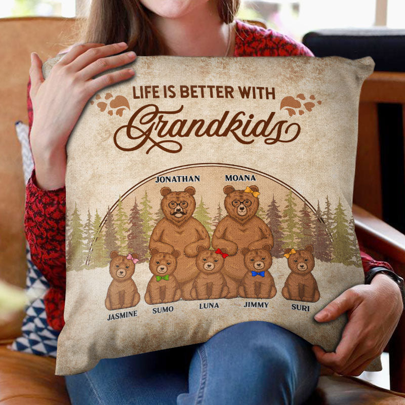 Bear Love Between Grandparents & Grandkids Is Forever- Gift For Grandparent - Personalized Custom Pillow