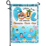 Family Swimming Pool Memories Made Here - Pool Flags - Personalized Custom Flag
