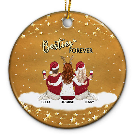 Besties Forever - Christmas Gift For Best Friends - Personalized Custom Circle Ceramic Ornament
