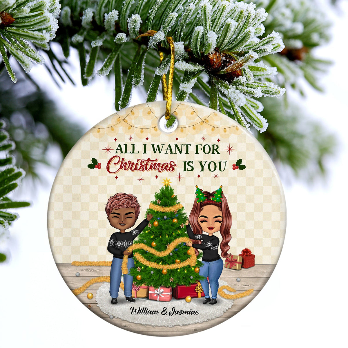 Christmas Is You Couple - Christmas Gift For Couple - Personalized Custom Circle Ceramic Ornament