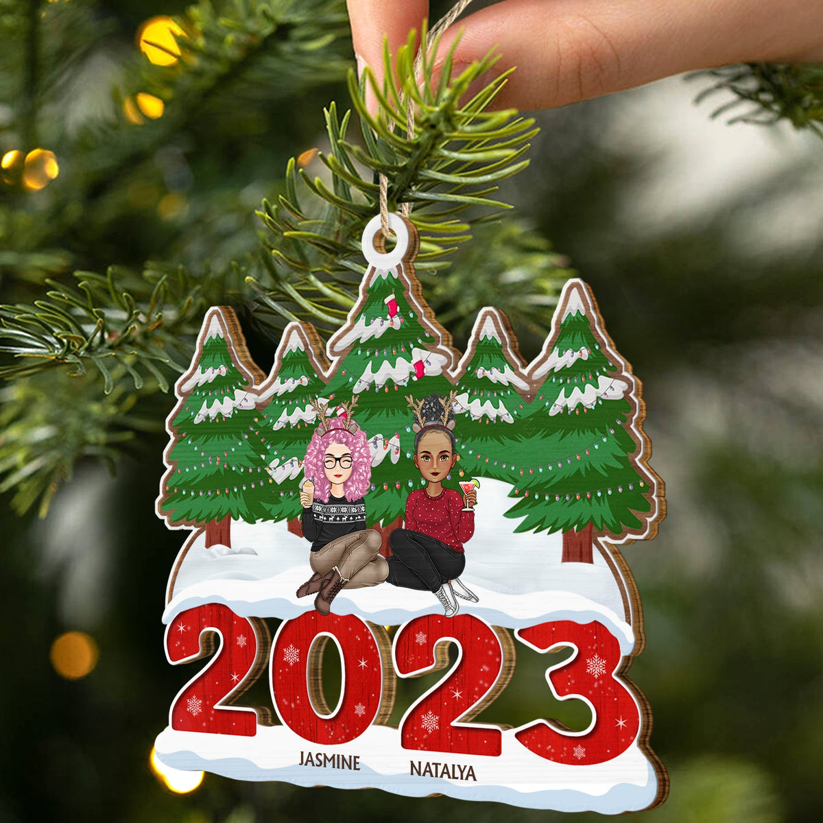 2023 Christmas Gift For Siblings And Besties - Personalized Wooden Cutout Ornament