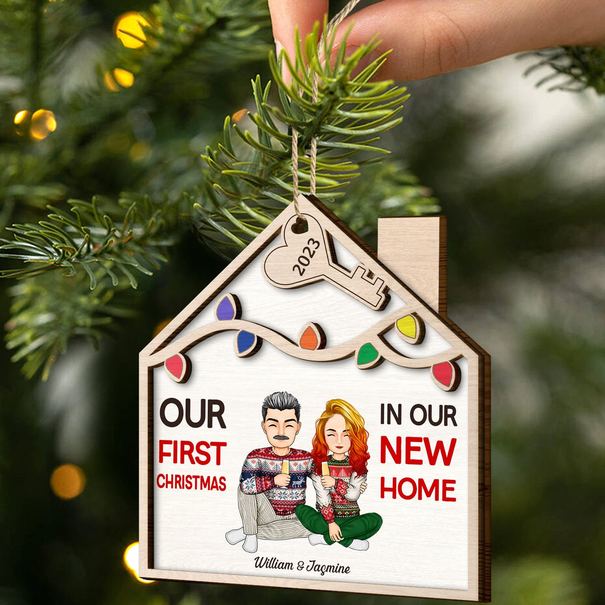 In Our New Home - Christmas Gift For Couple - Personalized 2-Layered Wooden Ornament