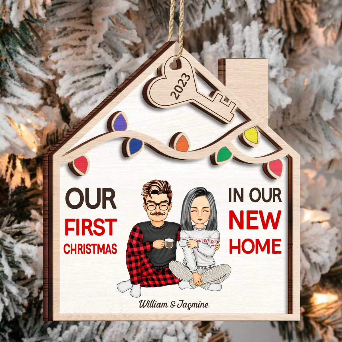In Our New Home - Christmas Gift For Couple - Personalized 2-Layered Wooden Ornament