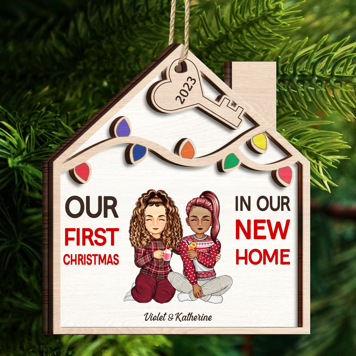 In Our New Home - Christmas Gift For Couple - Personalized 2-Layered Wooden Ornament