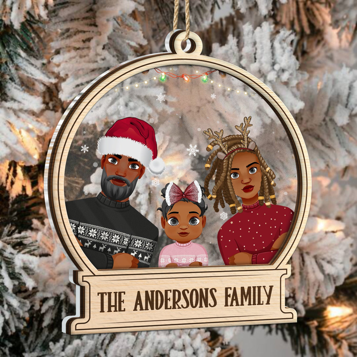 Christmas Family Custom Name - Gift For Family - Personalized 2-Layered Mix Ornament