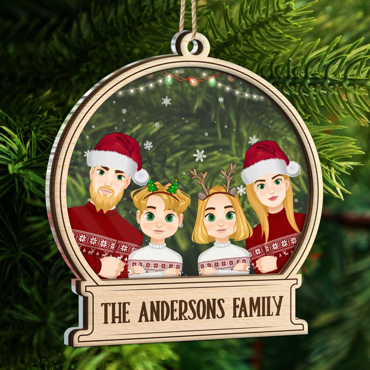 Christmas Family Custom Name - Gift For Family - Personalized 2-Layered Mix Ornament