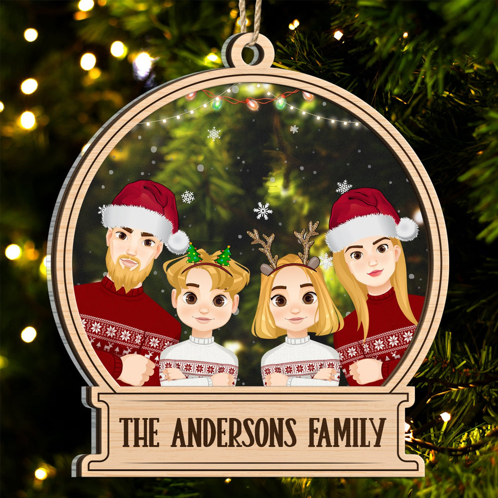 Christmas Family Custom Name - Gift For Family - Personalized 2-Layered Mix Ornament