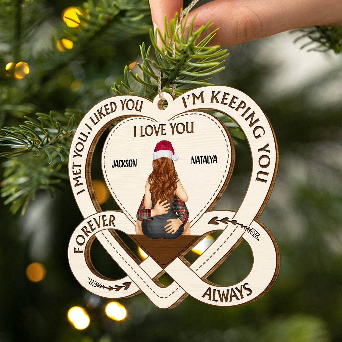 I'm Keeping You - Christmas Gift For Couples - Personalized Wooden Cutout Ornament