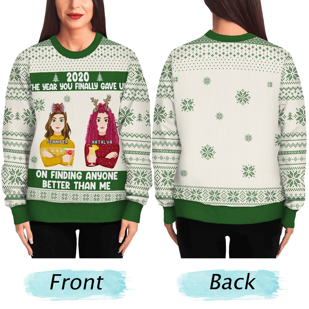Christmas Couple The Year You Finally Gave Up - Gift For Couples - Personalized Unisex Ugly Sweater