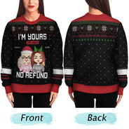 Christmas Chibi Couple I'm Yours No Refund - Gift For Couples - Personalized Unisex Ugly Sweater