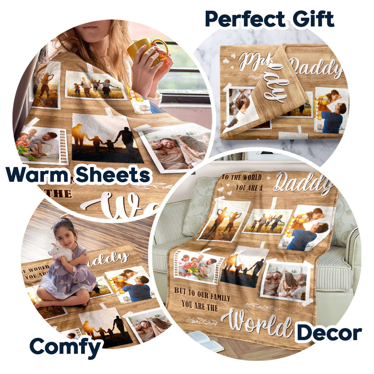 Custom Photo You Are The World - Gift For Mom & Dad - Personalized Fleece Blanket