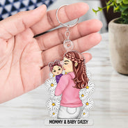 Mother Grandma Hugging Baby - Gift For Mother & Grandma - Personalized Cutout Acrylic Keychain