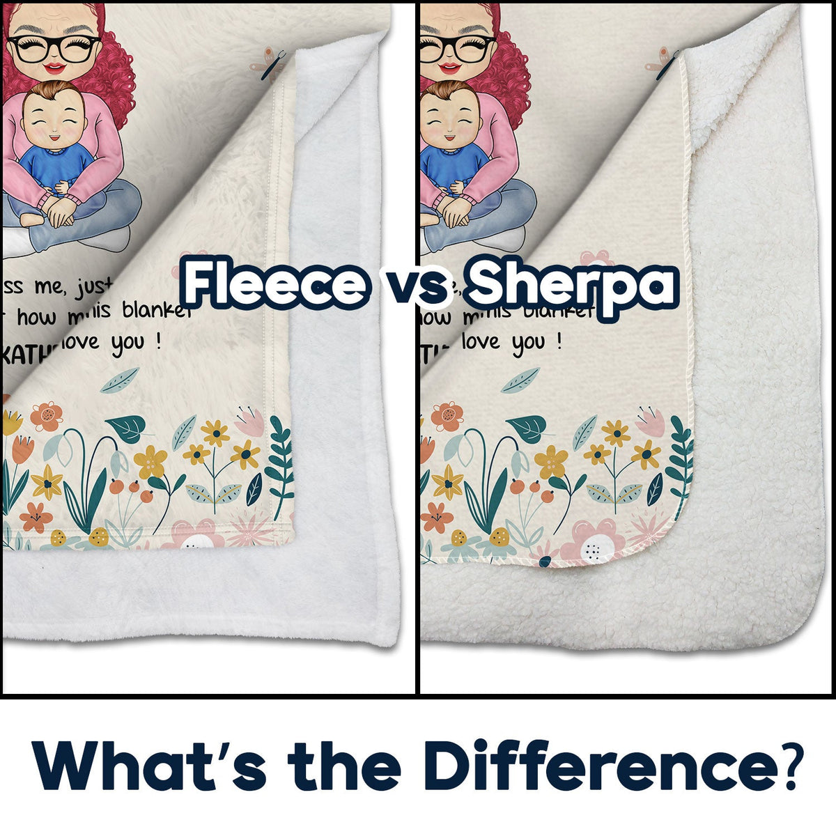 Chibi Remember How Much We Love You - Gift For Grandma - Personalized Fleece Blanket, Sherpa Blanket