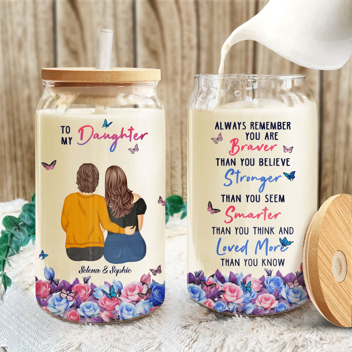 Braver Than You Believe - Gift For Daughter - Personalized Clear Glass Can