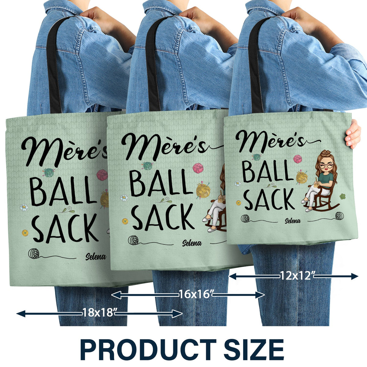 Crocheting Ball Sack - Gift For Grandma And Mother - Personalized Zippered Canvas Bag